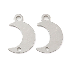 Real Platinum Plated 925 Sterling Silver Moon Connector Charms, with 925 Stamp, Real Platinum Plated, 11x7x0.5mm, Hole: 1mm