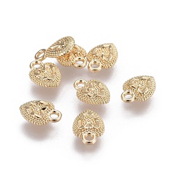 Light Gold Charms de aleación, larga duración plateado, corazón, la luz de oro, 10x7x3 mm, agujero: 1.6 mm