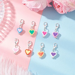 (52) Непрозрачная лаванда Украшения из кулонов из полимерной глины, сердце, с карабинами из сплава серебра и цинка, разноцветные, 26 мм