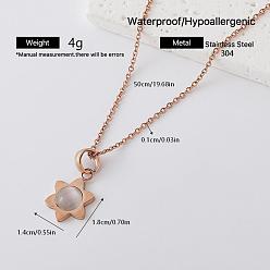 Oro Rosa 304 Collares con colgante de resina y acero inoxidable para mujer, whitesmoke, oro rosa, 19.69 pulgada (50 cm)
