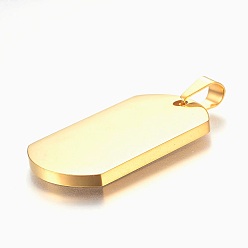 Golden 304 Stainless Steel Pendants, Smooth Surface, Rectangle, Stamping Blank Tags, Golden, 40x22x3mm, Hole: 5x10mm