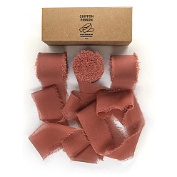 Индийский Красный Шифоновая лента из полиэстера, Лента с необработанными краями для изготовления украшений своими руками, подарочная упаковка, Индийская красная, 1-1/2 дюйм (38 мм), около 7.11 ярдов (6.5 м) / рулон