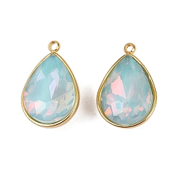 Teardrop 304 подвески из нержавеющей стали, со стеклом, ионное покрытие (ip), реальный 18 k позолоченный, граненые, слеза, 17.5x11.5x6.5 мм, отверстие : 1.5 мм