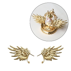 Golden Brass Head Pins, for Ghost Witch Baroque Pearl Making, Angel Wing, Golden, 24x37mm