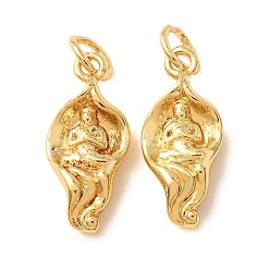 Golden Buddhist Brass Pendants, Meditation Buddha Charms, Rack Plating, Long-Lasting Plated, Golden, 16x7.5x3.5mm, Hole: 3.5mm