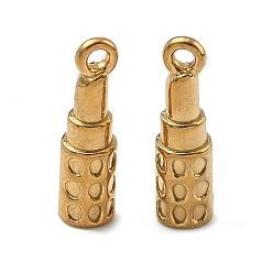 Настоящее золото 18K 304 подвески из нержавеющей стали, помада очарование, ионное покрытие (ip), долговечный, реальный 18 k позолоченный, 18x5 мм, отверстие : 1.6 мм