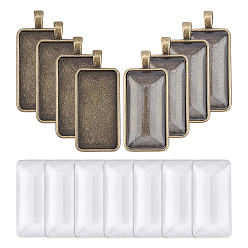 Antique Bronze 60Pcs DIY Rectangle Pendant Making Kits, Including Tibetan Style Alloy Pendant Cabochon Settings and Transparent Glass Cabochons, Antique Bronze, 50x22x3mm, Hole: 7x4mm