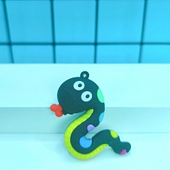 Темно-Зеленый Подвески из ПВХ, змея, темно-зеленый, 58x46 мм