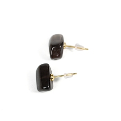 Дымчатый Кварц Серьги-гвоздики из натурального дымчатого кварца, 20x8 мм