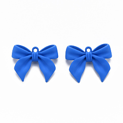 Королевский синий Акриловые подвески краскораспылительные, стойки покрытие, без кадмия, без никеля и без свинца, бантом, королевский синий, 21.5x24.5x6 мм, отверстие : 1.8 мм