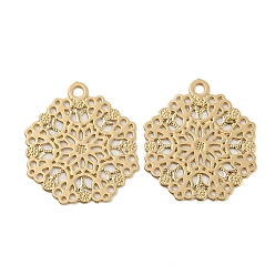 Light Gold Подвески из латунного травленого металла, долговечный, без кадмия, без никеля и без свинца, восьмиугольник с выемкой, золотой свет, 14.5x12.5x0.3 мм, отверстие : 1.2 мм