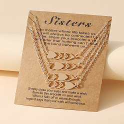 Золотой Четыре сердца тема выпускного вечера сплав кристалл горный хрусталь звено цепи 3 многослойные ожерелья, золотые, 17.72 дюйм (45 см)