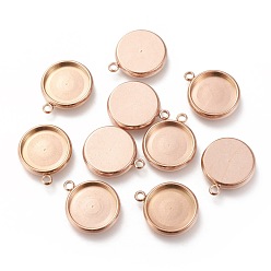 Розовое Золото Ионное покрытие (ip) 304 подвеска из нержавеющей стали с кабошоном, плоско-круглые, розовое золото , лоток : 12 мм, 17x15x3 мм, отверстие : 1.8 мм