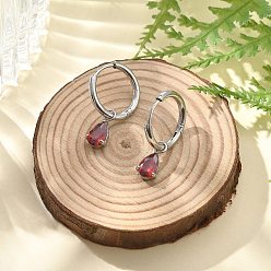 Нержавеющая Сталь Цвет 304 серьги-кольца из нержавеющей стали с микропаве из циркония, слеза, цвет нержавеющей стали, 21 мм, штифты : 0.8 мм