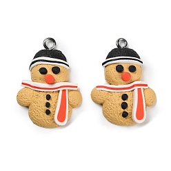 Снеговик Полимерной глины ручной работы подвески, с железными петлями, снеговик, 29.5~30x22x6.5 мм, отверстие : 2 мм