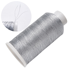Silver Nylon Metallic Thread, Embroidery Thread, 3-Ply, Silver, 0.2mm, about 1312.33 yards(1200m)/roll