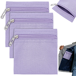 Pourpre Moyen Sacs à fermeture éclair en toile, carrée, avec des fers en alliage pour la couture de vêtements, support violet, 12x11x0.2 cm