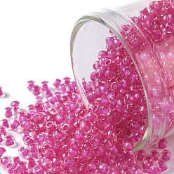 (1078) Inside Color Neon Pink Lined Toho runde Rocailles, japanische Rocailles, (1078) Innenfarbe neonrosa gefüttert, 11/0, 2.2 mm, Bohrung: 0.8 mm, über 1110pcs / Flasche, 10 g / Flasche