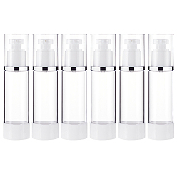 Белый Пустые портативные пластиковые безвоздушные бутылки с насосом, многоразовая вакуумная пресс-бутылка, дорожный контейнер для основы с лосьоном, с крышкой из полипропилена, белый и ясно, 15.7 см, емкость: 80 мл (2.71 жидких унций)