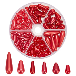 Красный 87шт 6 стили бусины из АБС-пластика, слеза, красные, 10~30x6~10 мм, отверстие : 1~1.8 мм