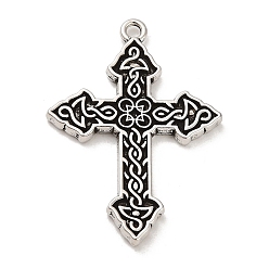 Античное Серебро Сплавочные подвески тибетского стиля, крестик, античное серебро, 35x23x2.5 мм, отверстие : 1.6 мм