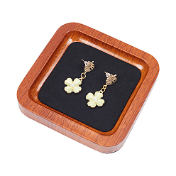 Черный Квадратный деревянный лоток для хранения украшений с ковриком из микрофибры внутри, держатель для органайзера косметики и украшений, чёрные, 10x10x1.7 см