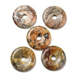 Crazy Agate Natural Crazy Agate Pendants, Donut/Pi Disc Charms, 50x6.5~7.5mm, Hole: 10mm