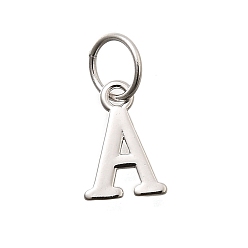 Letter A 925 стерлингов серебряные подвески, буквы, буква a, 10x7x1 мм, отверстие : 4 мм