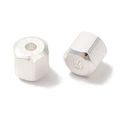 Посеребрённый Латунные бусины, без свинца и без кадмия, шестиугольник, 925 серебро покрытием, 4x4.5x4 мм, отверстие : 1.2 мм