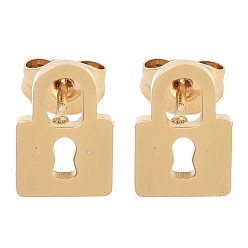 Lock Вакуумное покрытие pvd 304 серьги-гвоздики из нержавеющей стали для женщин, золотые, запирать, 10.5x7x1 мм