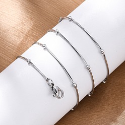 Платина 2.5мм латунные шариковые ожерелья-змейки для женщин и мужчин, платина, 18.07 дюйм (45.9 см)