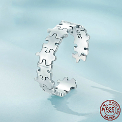 Античное Серебро Головоломка 925 регулируемые манжеты из стерлингового серебра, античное серебро, 6 мм, внутренний диаметр: регулируемый