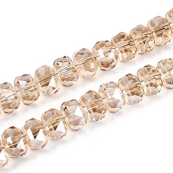 Фора Стеклянные бусины с гальваническим покрытием , рондель, граненые, AB покрытием, оранжевые, 7~8x4.5~5 мм, отверстие : 1.2~1.4 мм, около 79~81 шт / нитка, 15.35~15.94'' (39~40.5 см)