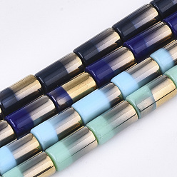 (52) Непрозрачная лаванда Стеклянные нити из бисера, колонка, разноцветные, 19.5~20x10 мм, отверстие : 1.4 мм, около 17 шт / нитка, 13.38 дюйм