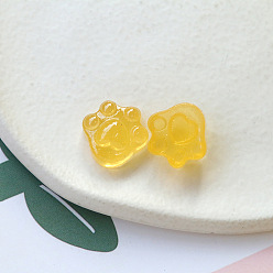 Jaune Cabochons de résine transparente, avec de la poudre de paillettes, griffe de chat, jaune, 16.5x16.5x8mm