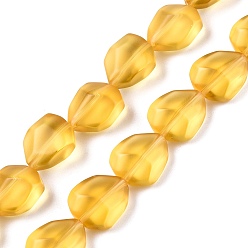 Золотистый Матовые стеклянные бусины, имитация драгоценных камней, граненые, самородки, золотые, 12x9.5x6.5 мм, отверстие : 0.9 мм, около 50 шт / нитка, 23.23~23.62'' (59~60 см)