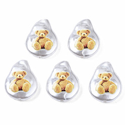 Белый Навахо 3 d печатные бусины из абс-пластика с имитацией жемчуга, слезинка с медведем, навахо белый, 20x15x6 мм, отверстие : 1.4 мм