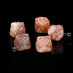 Лев Бусины из натурального персикового лунного камня, лев, 14 мм