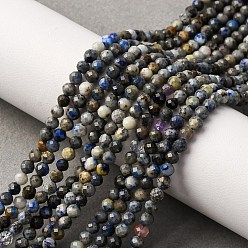 Ляпис-Лазурь Нитки бусины из натурального ляписа-лазури, граненые, круглые, 3~3.5 мм, отверстие : 0.6 мм, около 119 шт / нитка, 15.28 дюйм (38.8 см)