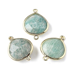 Амазонит Подвески из латуни, с натуральным амазонитом, стойки покрытие, слеза, 24.5x18x7 мм, отверстие : 1.6 мм