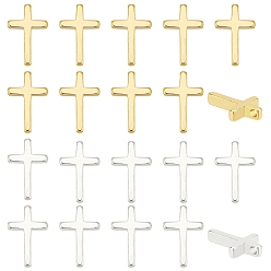 (52) Непрозрачная лаванда 20шт 2 цвета латунные маленькие крестики-подвески, долговечный, разноцветные, 13x8.5x2 мм, отверстие : 0.5 мм, 10 шт / цвет