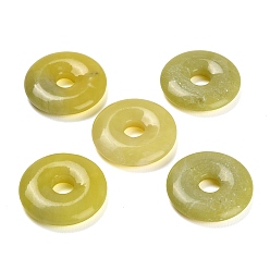 Лимонный Нефрит Натуральный лимон нефритовые подвески, подвески в виде пончиков/пи-дисков, 30x6.5 мм, отверстие : 7.5 мм