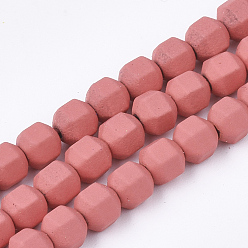 Orange Red Spray Painted Non-magnetic Synthetic Hematite Beads Strands, Star Cut Round Beads, Faceted, Orange Red, 4x4x4mm, Hole: 0.5mm, about 100pcs/strand, 15.7 inch