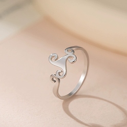 Нержавеющая Сталь Цвет 304 палец кольца из нержавеющей стали, трискелион, цвет нержавеющей стали, 9.5 мм, внутренний диаметр: 17.8 мм