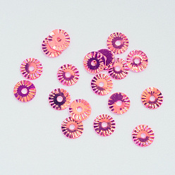 Фуксин Орнамент аксессуары диск пластиковые бусины блестка, блестки бисер, фуксиново-красные, 6x0.2 мм, Отверстие : 1 мм , около 30000 шт / 500 г