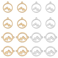 Золотой & Цвет Нержавеющей Стали Набор для поиска поделок для изготовления ювелирных изделий, включая 201 подвески из нержавеющей стали и соединительные звенья, кольцо с горой, золотые и нержавеющая сталь цвет, 16 шт / коробка