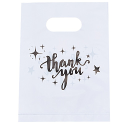 Белый Полиэтиленовые пакеты, прямоугольник со словом спасибо узор, белые, 20.1x14.9x0.01 см, 100 шт / комплект