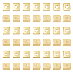 Настоящее золото 18K 100 шт. Латунные распорные втулки, квадратный, реальный 18 k позолоченный, 4x4x1.5 мм, отверстие : 1.5 мм