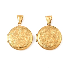 Real 20K Gold Plated 316 подвески из нержавеющей стали Locket, с 304 защелкой из нержавеющей стали на поручнях, долговечный, ионное покрытие (ip), плоский круглый с цветными чарами, реальный 20 k позолоченный, 31x27.5x5 мм, отверстие : 8x3.5 мм, внутренний диаметр: 20 мм