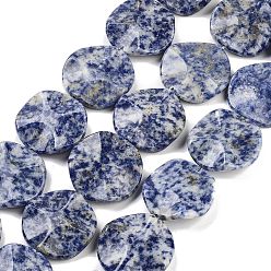 Blue Spot Jasper Natural Blue Spot Jasper Beads Strands, Wavy Flat Round, 29~30x29.5~30.5x7~7.5mm, Hole: 1mm, about 13~14pcs/strand, 15.35''~16.34''(39~41.5cm)